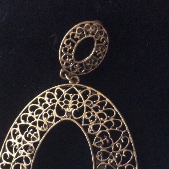 Oval Metal Earrings-Large - Picture 3 of 7